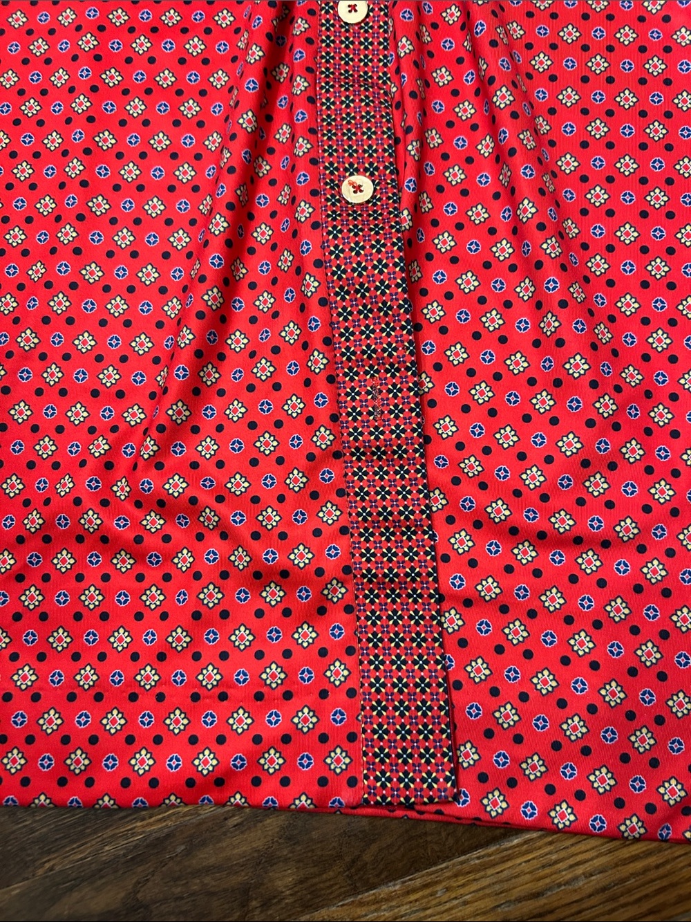 Gretchen Scott Designs Red Printed Midi Shirt Dress - Picture 7 of 13